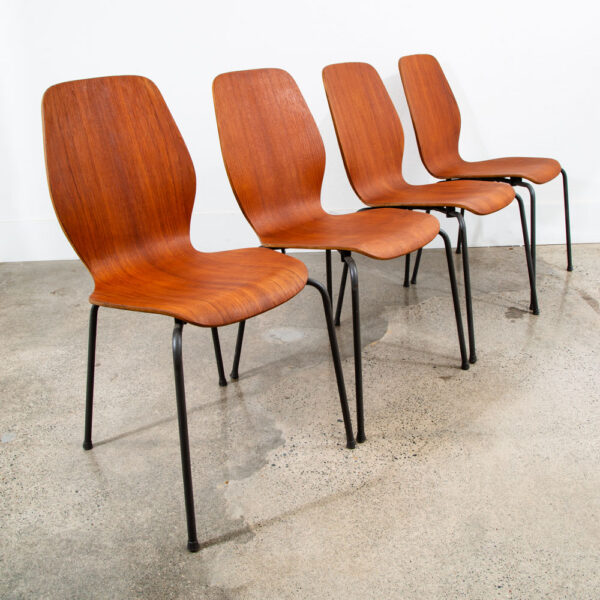 Mid Century Danish Modern Dining Chairs Set 4 Jofa Herbert Hirche Teak Metal Mcm - Image 9