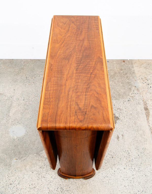 Mid Century Modern Dining Table Drop Leaf Walnut Compact - Image 4