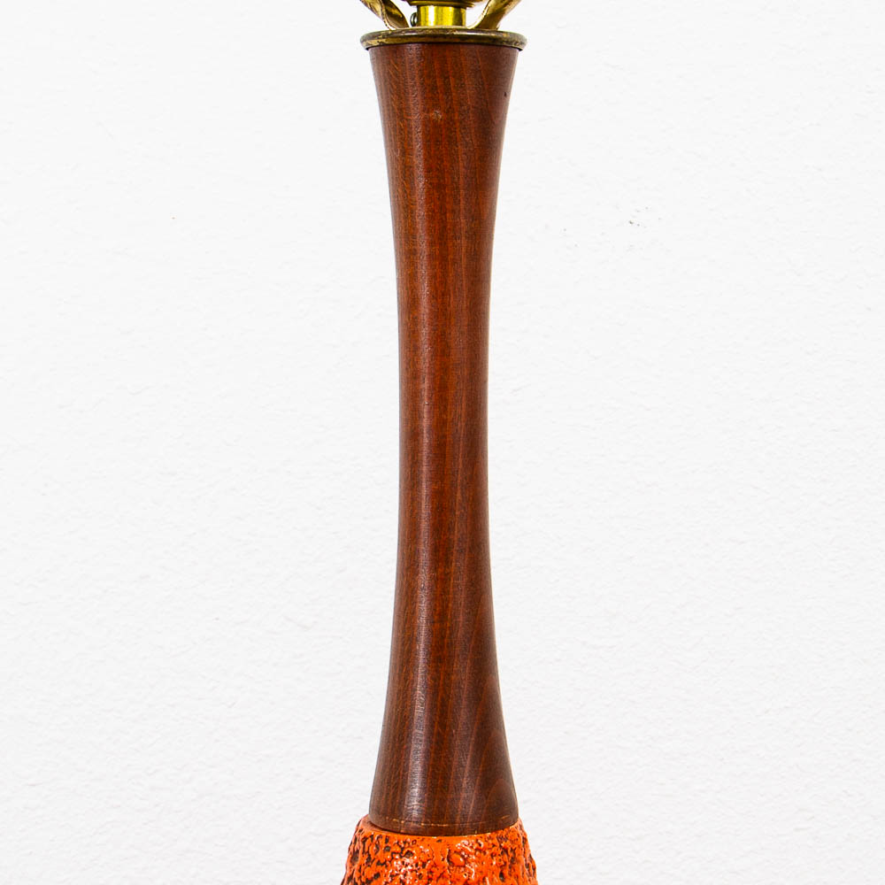 Mid Century Modern Table Lamp Ceramic Red Lava Glaze Studio Design Vintage Mcm - Image 3