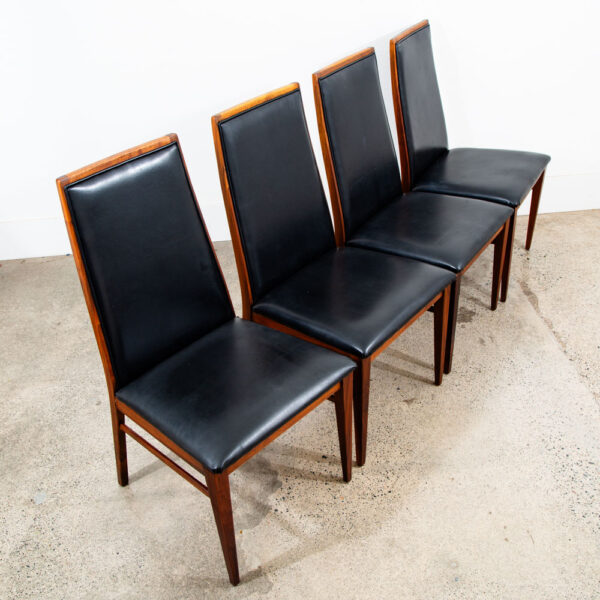 Mid Century Modern Dining Chairs Set 6 Dillingham Solid Walnut High Back Black - Image 4