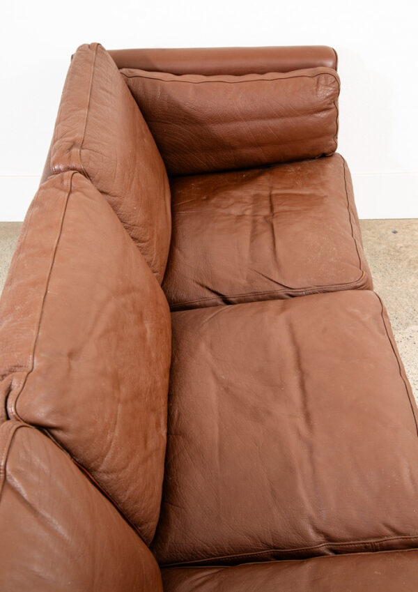 Mid Century Danish Modern Sofa Couch Brown Leather 3 seater Denmark Vintage Mcm - Image 7