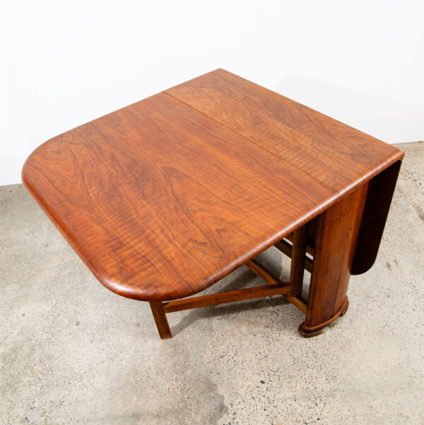 Mid Century Modern Dining Table Drop Leaf Walnut Compact - Image 8