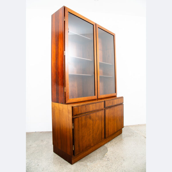 Mid Century Danish Modern Bookshelf Cabinet Rosewood Drawers Doors Omann Jun 2