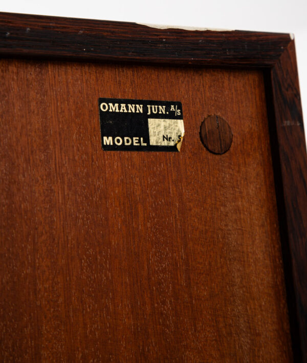 Mid Century Danish Modern Bookshelf Cabinet Rosewood Drawers Doors Omann Jun 1 - Image 5