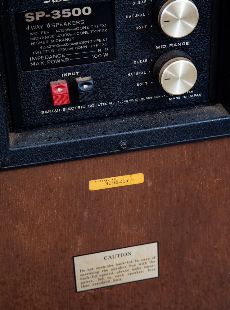 Mid Century Speakers Sansui SP-3500 4 Way Walnut Tested Speaker Set Grills 1 - Image 11