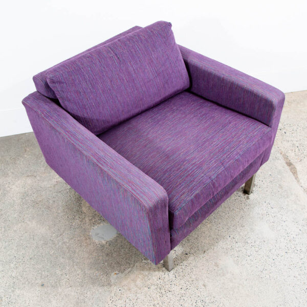 Mid Century Modern Lounge Chair Purple Chrome Club Square American Cube Mcm - Image 5