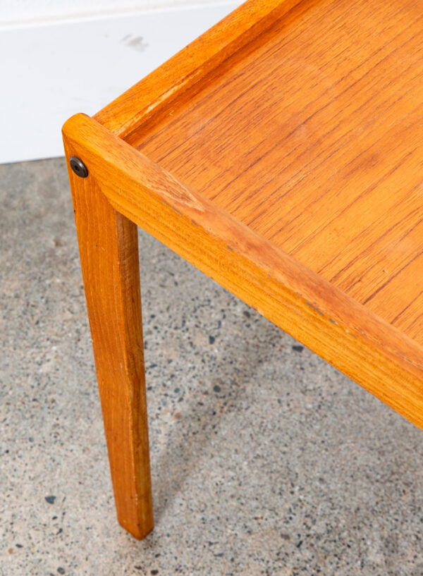 Mid Century Modern Magazine Rack Side Table Vintage Danish Canvas Sling Teak Mcm - Image 10