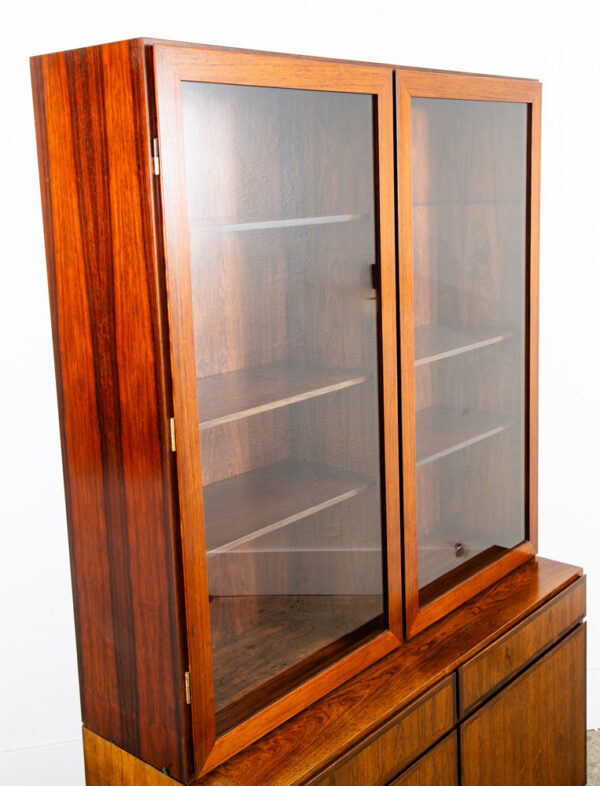 Mid Century Danish Modern Bookshelf Cabinet Rosewood Drawers Doors Omann Jun 2 - Image 12