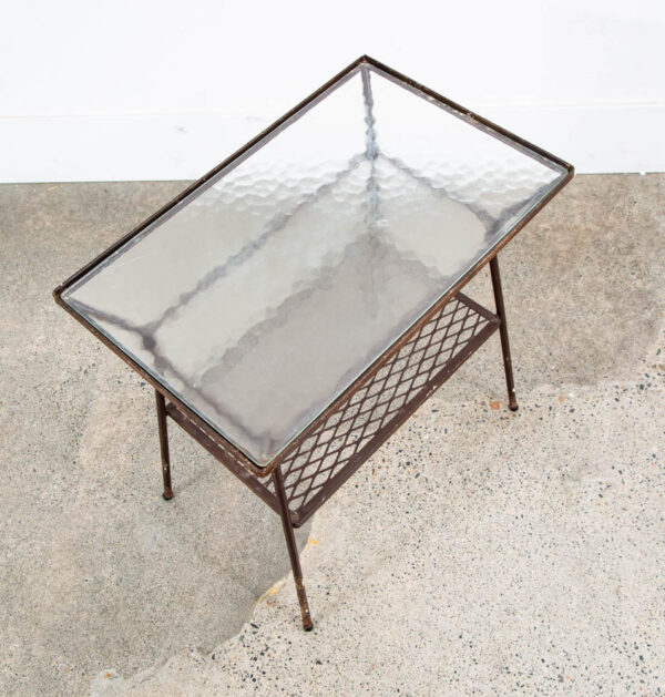 Mid Century Modern Side Tables Rectangular Wrought Iron Glass Black End Two Mcm - Image 9