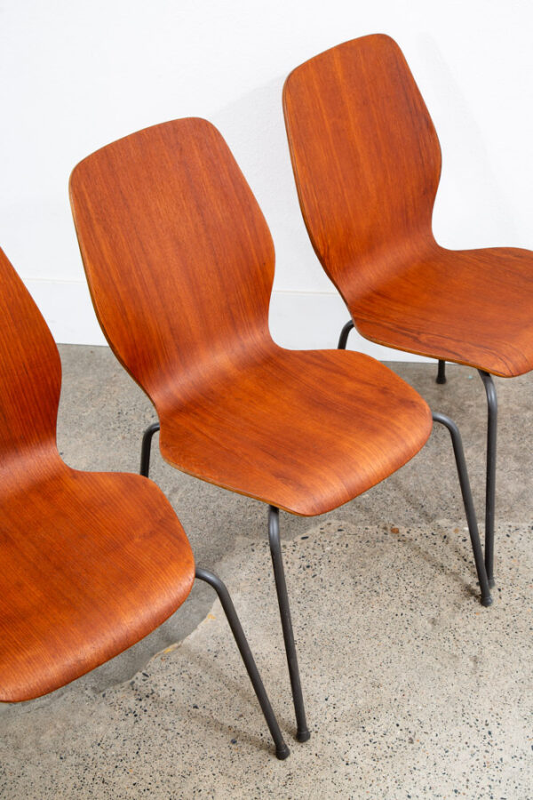 Mid Century Danish Modern Dining Chairs Set 4 Jofa Herbert Hirche Teak Metal Mcm - Image 10