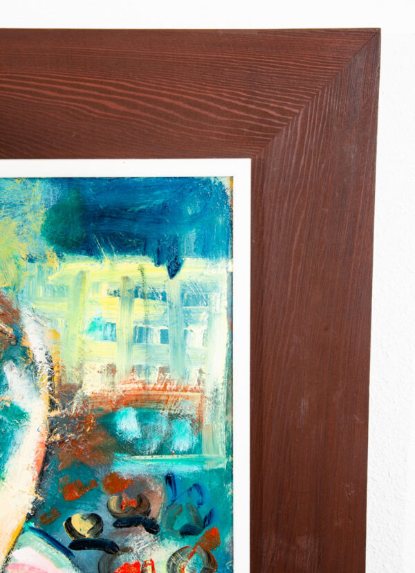 Mid Century Modern Original Art Painting Abstracted Figures Basketball Oil Mcm - Image 5