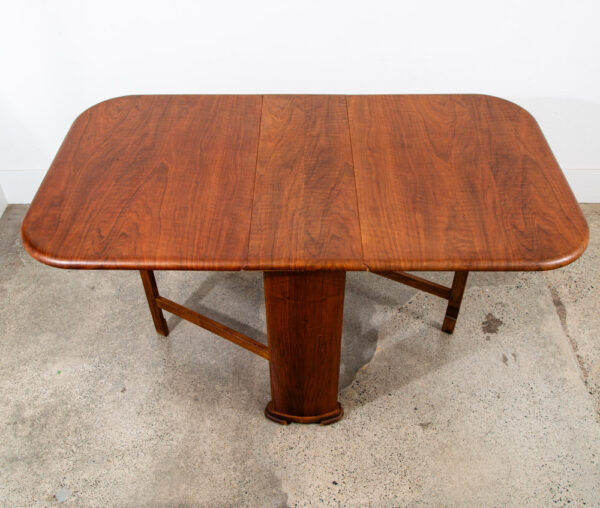 Mid Century Modern Dining Table Drop Leaf Walnut Compact - Image 3