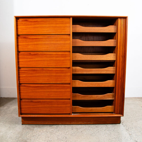 Mid Century Danish Modern Gentlemans Chest Dresser Art Furn 13 Drawer Teak Shelf - Image 9