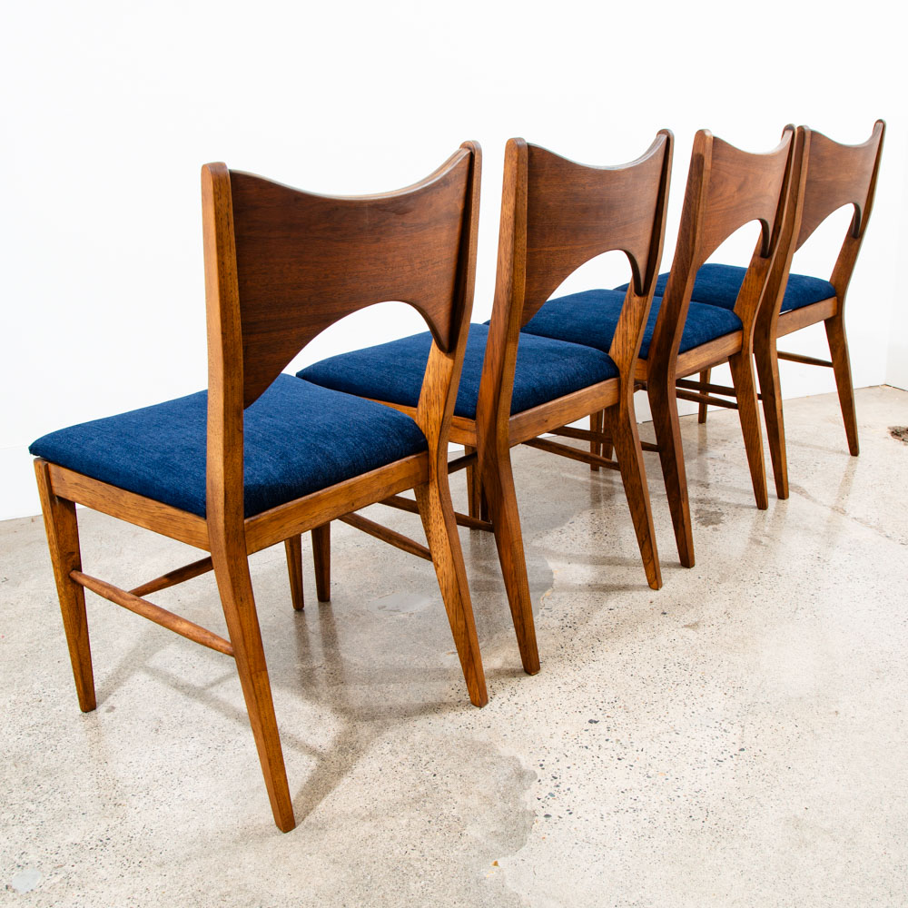 Mid Century Modern Dining Chairs Set 6 Broyhill Back Blue Lenoir Chair Brasilia - Image 6
