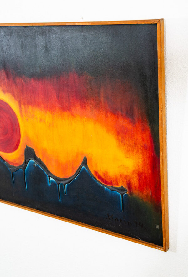 Mid Century Modern Original Art Surrealist Landscape Sun Set Painting Original - Image 6
