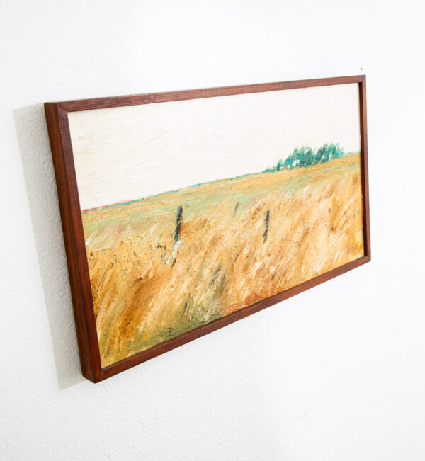 Mid Century Modern Oil Painting Original Art Abstract Landscape Signed Tan Field - Image 3