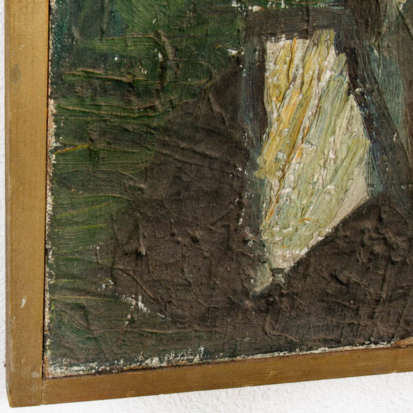 Mid Century Modern Acrylic Painting Original Art Abstract Landscape Trees Rocks - Image 9
