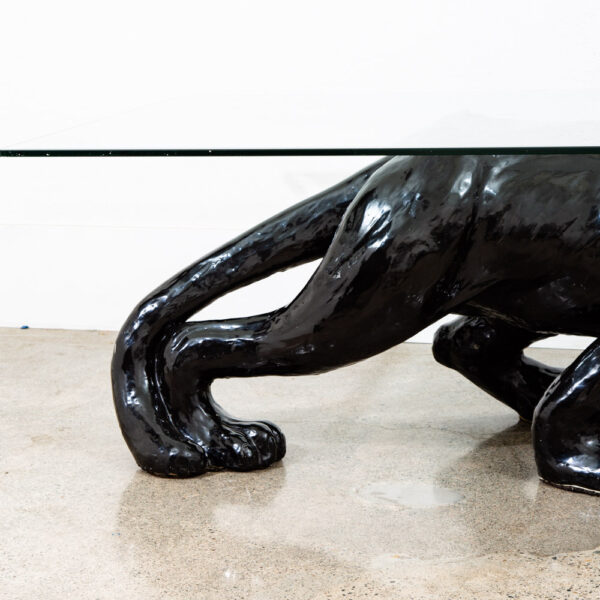 Mid Century Modern Coffee Table Black Panther Glass Vintage Ceramic 54x30 Mcm - Image 8