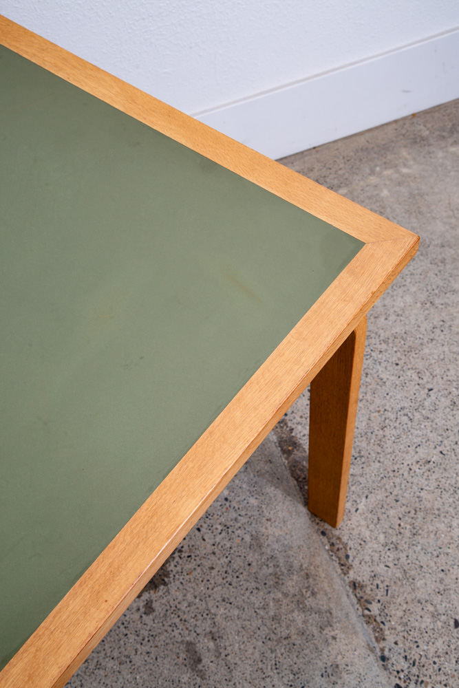 Mid Century Danish Modern Dining Table Oak Bentwood Formica Rectangular Green VG - Image 11