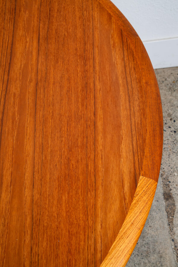 Mid Century Danish Modern Dining Table Round Teak Circular Restored Vintage Mcm - Image 8