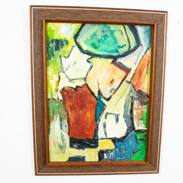 Mid Century Modern Acrylic Painting on Canvas Original Art Abstracted Piece Framed