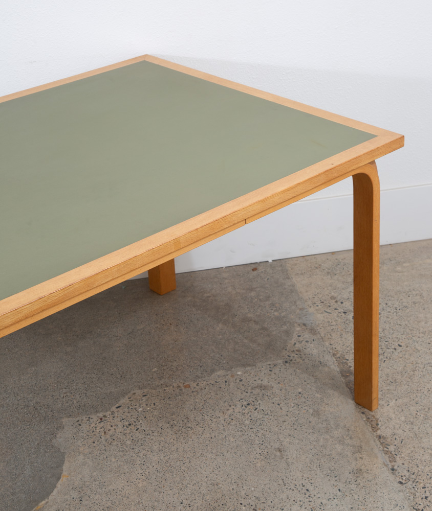 Mid Century Danish Modern Dining Table Oak Bentwood Formica Rectangular Green VG - Image 12