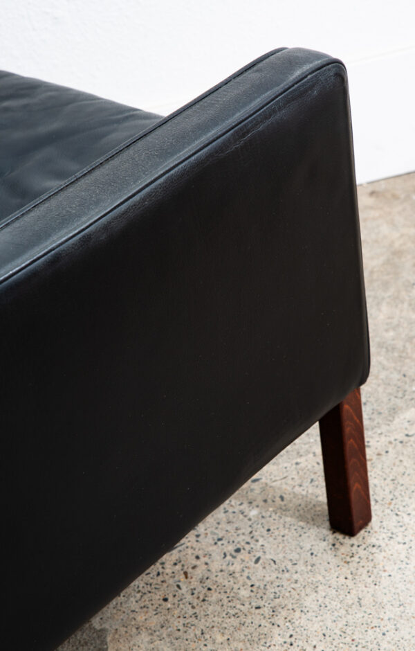 Mid Century Danish Modern Lounge Chair Stouby Leather Black Arm Denmark Wingback - Image 12