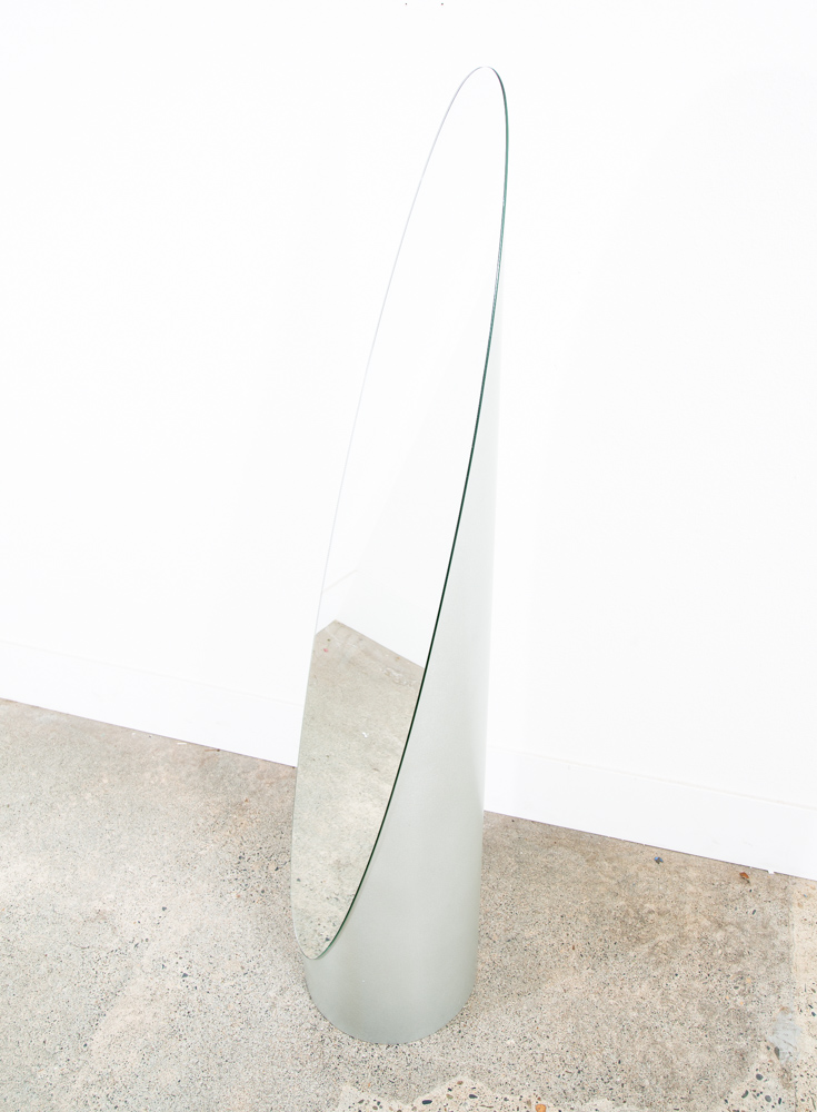Mid Century Modern Mirror 1980s Gaia Lipstick Floor Vintage Round Roger Lecal - Image 5