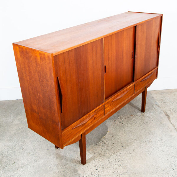 Mid Century Danish Modern Credenza Highboard Bar Sideboard Denmark Teak Drawers - Image 8