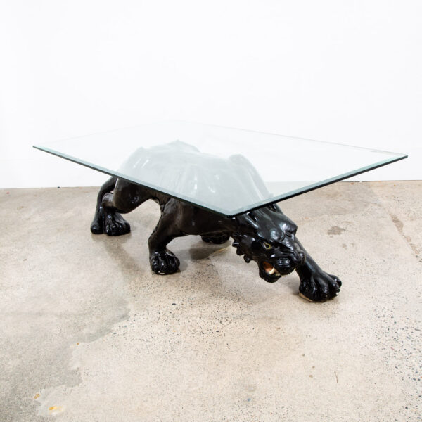 Mid Century Modern Coffee Table Black Panther Glass Vintage Ceramic 54x30 Mcm - Image 11