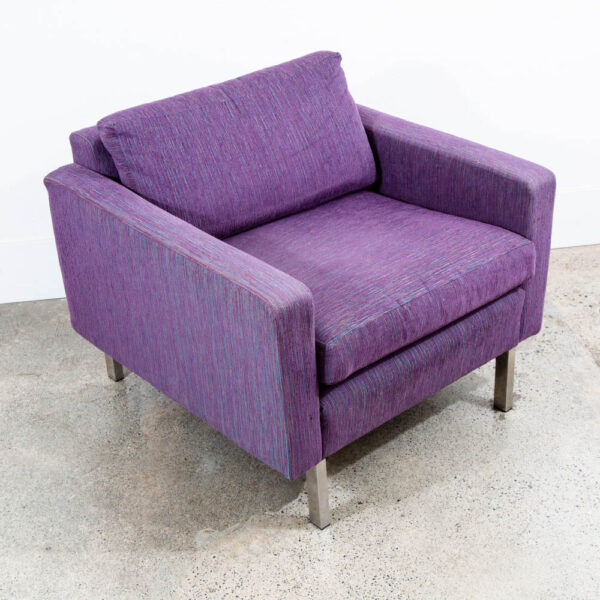 Mid Century Modern Lounge Chair Purple Chrome Club Square American Cube Mcm