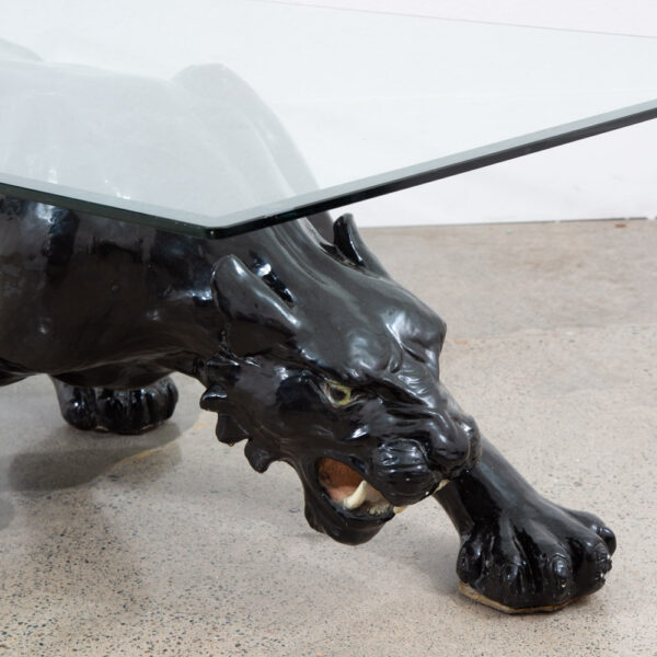 Mid Century Modern Coffee Table Black Panther Glass Vintage Ceramic 54x30 Mcm - Image 12