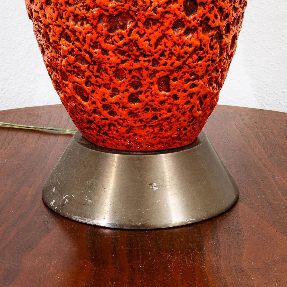 Mid Century Modern Table Lamp Ceramic Red Lava Glaze Studio Design Vintage Mcm - Image 8