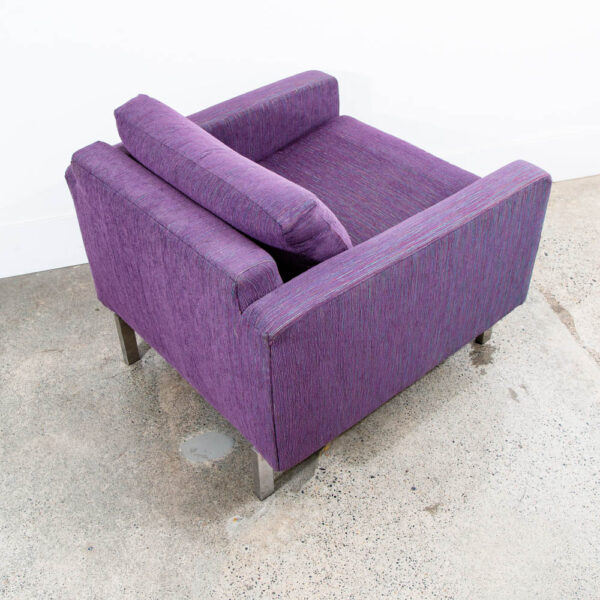 Mid Century Modern Lounge Chair Purple Chrome Club Square American Cube Mcm - Image 4
