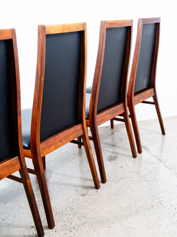 Mid Century Modern Dining Chairs Set 6 Dillingham Solid Walnut High Back Black - Image 11