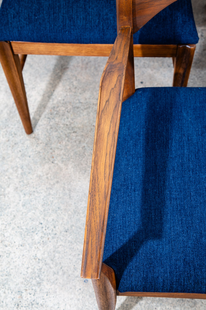 Mid Century Modern Dining Chairs Set 6 Broyhill Back Blue Lenoir Chair Brasilia - Image 11