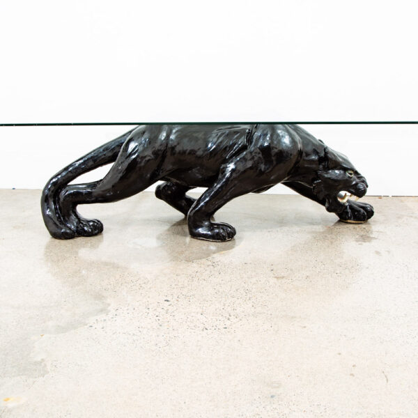 Mid Century Modern Coffee Table Black Panther Glass Vintage Ceramic 54x30 Mcm - Image 10