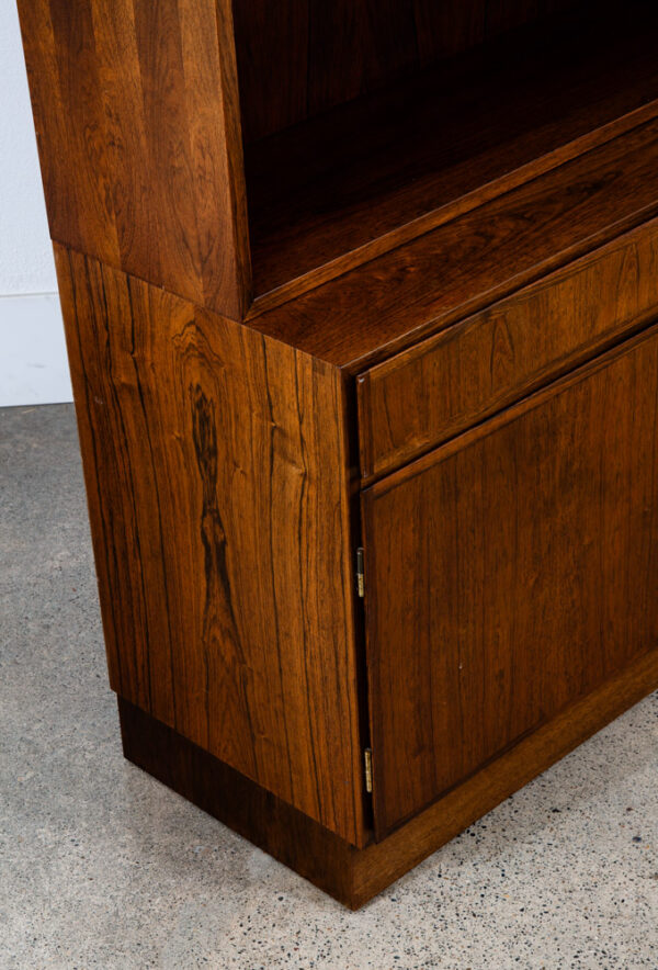 Mid Century Danish Modern Bookshelf Cabinet Rosewood Drawers Doors Omann Jun 1 - Image 9