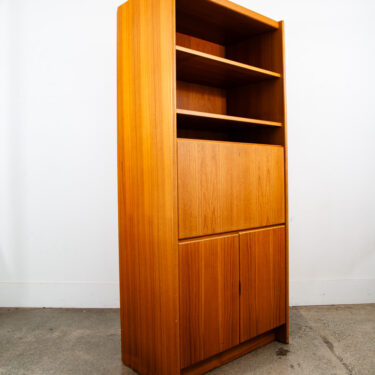 Mid Century Danish Modern Cabinet Teak Drop Leaf Desk Shelf Vintage Mcm Storage