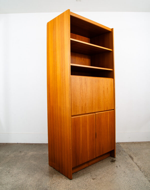 Mid Century Danish Modern Cabinet Teak Drop Leaf Desk Shelf Vintage Mcm Storage