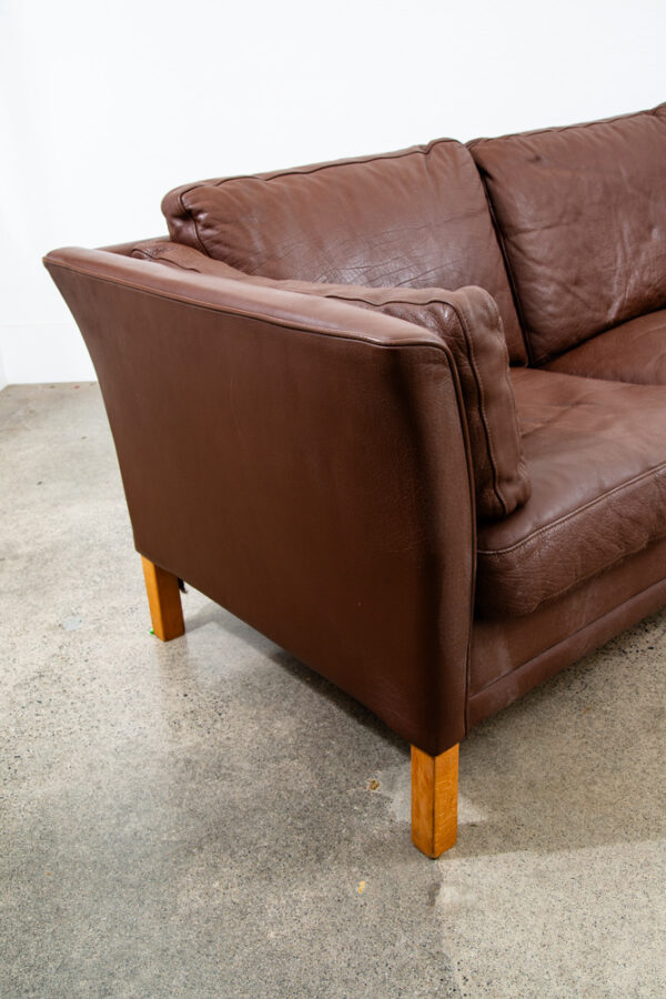 Mid Century Danish Modern Sofa Couch Brown Leather 3 seater Denmark Vintage Mcm - Image 8