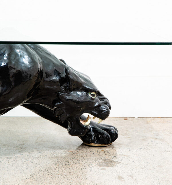 Mid Century Modern Coffee Table Black Panther Glass Vintage Ceramic 54x30 Mcm - Image 9