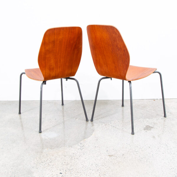 Mid Century Danish Modern Dining Chairs Set 4 Jofa Herbert Hirche Teak Metal Mcm - Image 5