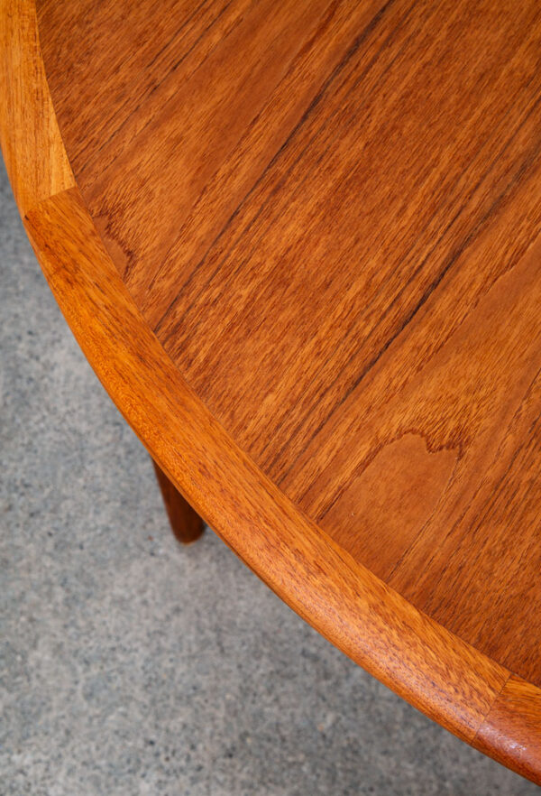 Mid Century Danish Modern Dining Table Round Teak Circular Restored Vintage Mcm - Image 11
