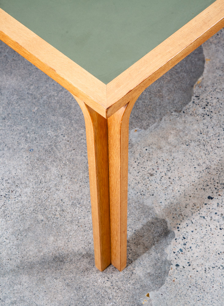 Mid Century Danish Modern Dining Table Oak Bentwood Formica Rectangular Green VG - Image 8