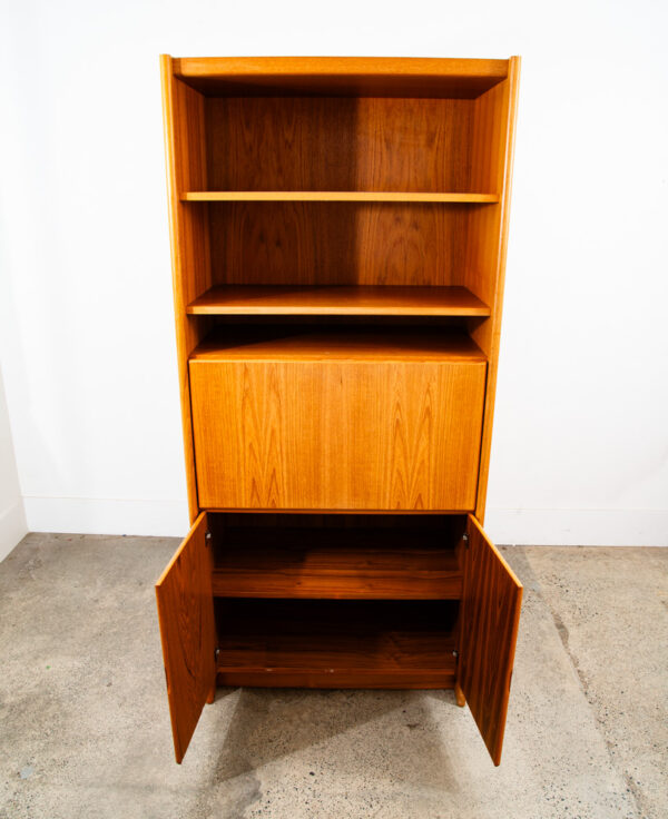 Mid Century Danish Modern Cabinet Teak Drop Leaf Desk Shelf Vintage Mcm Storage - Image 9