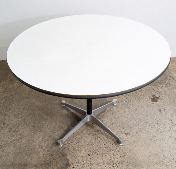 Mid Century Modern Dining Table 42" White Eames Herman Miller Aluminum Group Mcm - Image 9