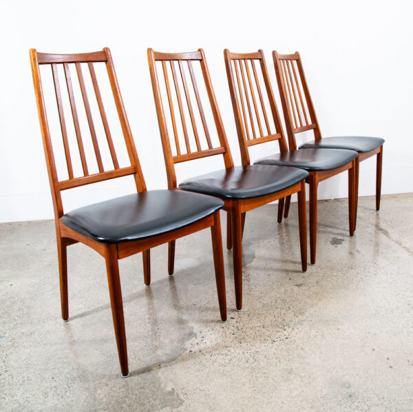 Mid Century Danish Modern Dining Chairs Set 4 Solid Teak Black High Back Denmark - Image 9