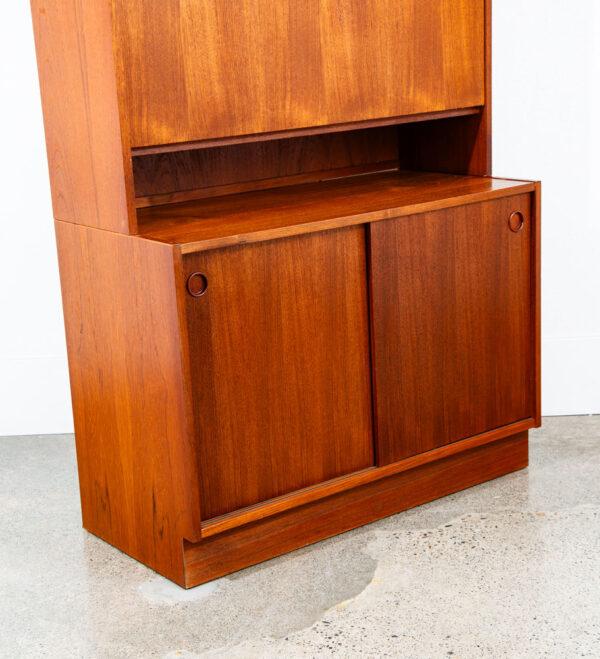 Mid Century Danish Modern Cabinet Teak Drop Leaf Desk Shelf Locking Vintage Mcm - Image 9