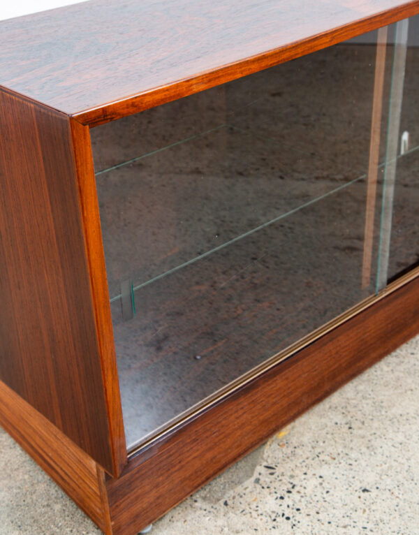 Mid Century Danish Modern Wall Unit Cabinet Glass Doors Rosewood Mcm HG Modular - Image 11